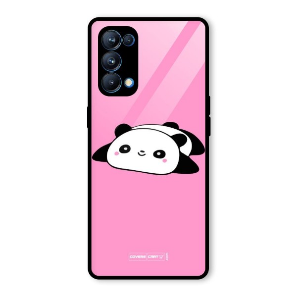 Cute Lazy Panda Glass Back Case for Oppo Reno5 Pro 5G