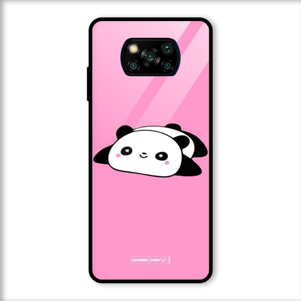 Cute Lazy Panda Glass Back Case for Poco X3