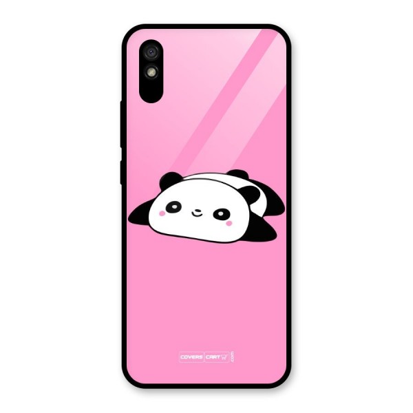 Cute Lazy Panda Glass Back Case for Redmi 9A