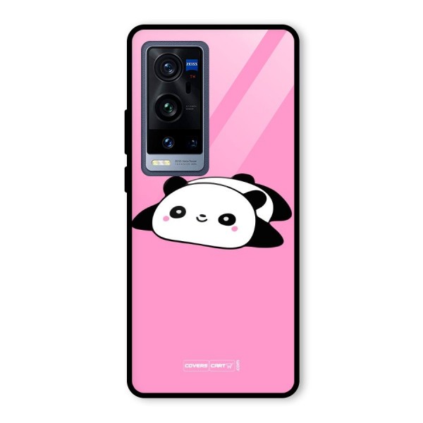 Cute Lazy Panda Glass Back Case for Vivo X60 Pro Plus