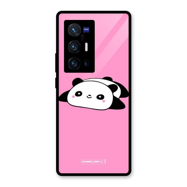 Cute Lazy Panda Glass Back Case for Vivo X70 Pro Plus