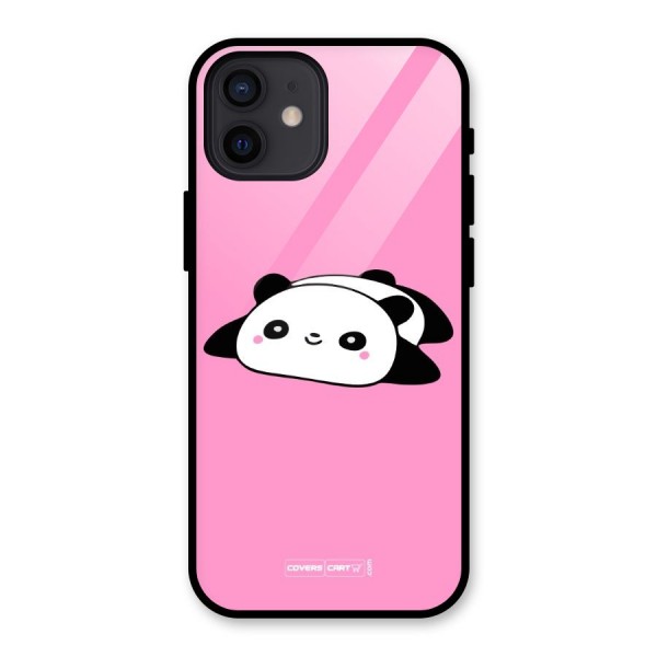 Cute Lazy Panda Glass Back Case for iPhone 12