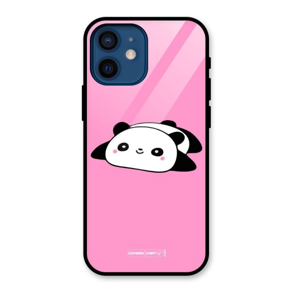 Cute Lazy Panda Glass Back Case for iPhone 12 Mini