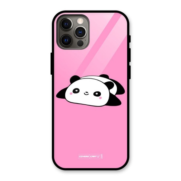 Cute Lazy Panda Glass Back Case for iPhone 12 Pro