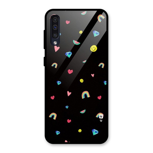 Cute Multicolor Shapes Glass Back Case for Galaxy A30s
