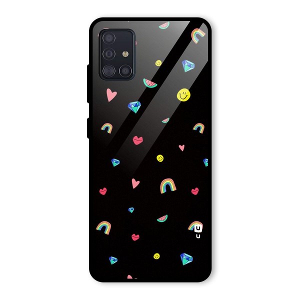 Cute Multicolor Shapes Glass Back Case for Galaxy A51