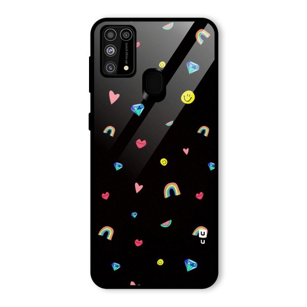 Cute Multicolor Shapes Glass Back Case for Galaxy M31