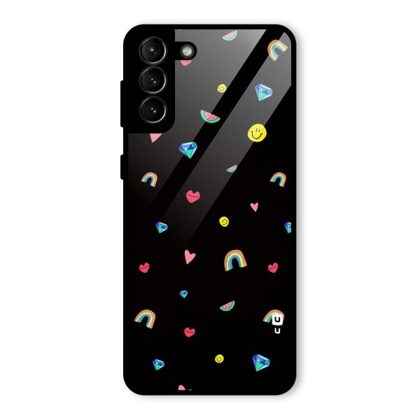 Cute Multicolor Shapes Glass Back Case for Galaxy S21 Plus