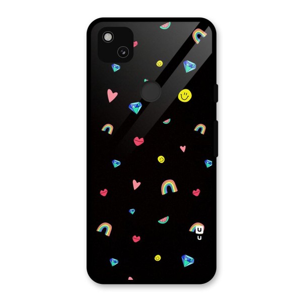 Cute Multicolor Shapes Glass Back Case for Google Pixel 4a