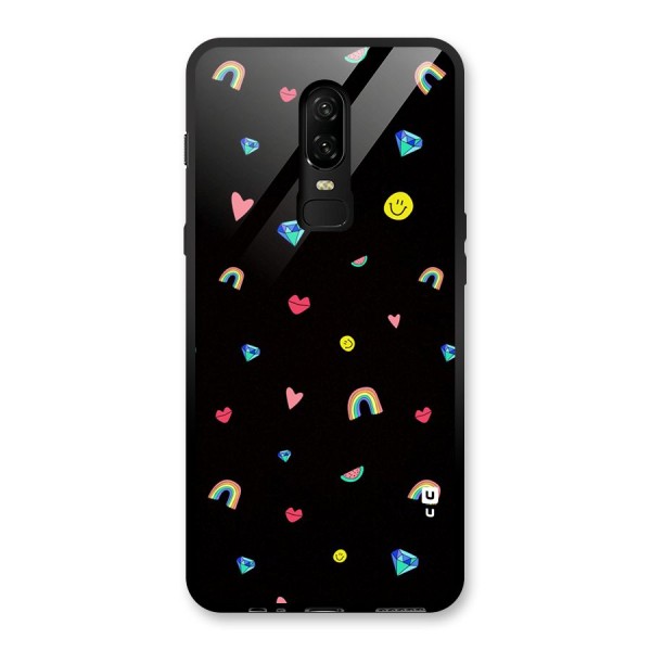 Cute Multicolor Shapes Glass Back Case for OnePlus 6