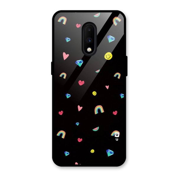 Cute Multicolor Shapes Glass Back Case for OnePlus 7