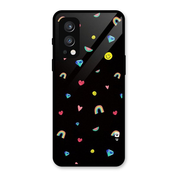 Cute Multicolor Shapes Glass Back Case for OnePlus Nord 2 5G