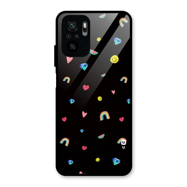 Cute Multicolor Shapes Glass Back Case for Redmi Note 10