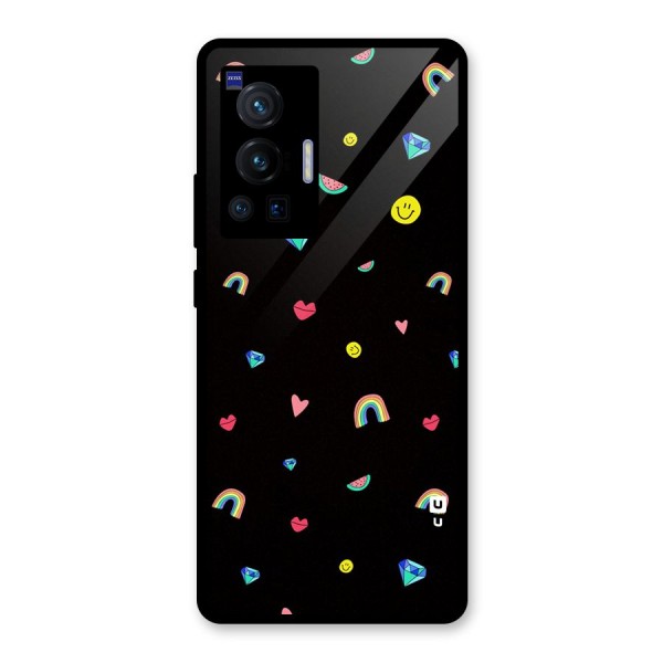 Cute Multicolor Shapes Glass Back Case for Vivo X70 Pro