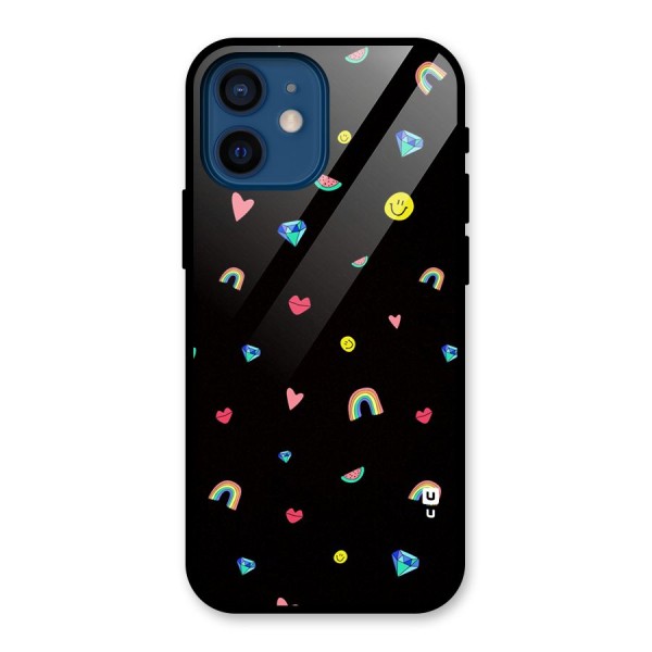 Cute Multicolor Shapes Glass Back Case for iPhone 12 Mini