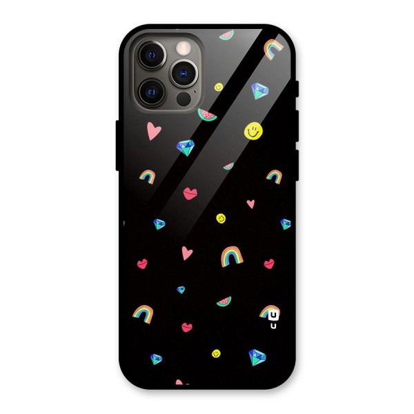 Cute Multicolor Shapes Glass Back Case for iPhone 12 Pro