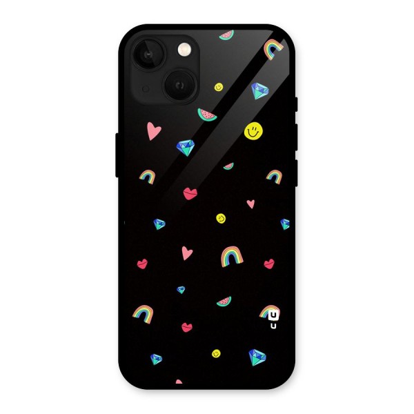 Cute Multicolor Shapes Glass Back Case for iPhone 13