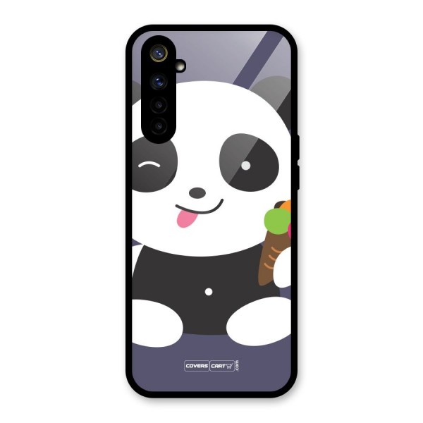 Cute Panda Blue Glass Back Case for Realme 6