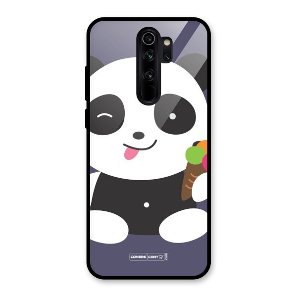 Cute Panda Blue Glass Back Case for Redmi Note 8 Pro