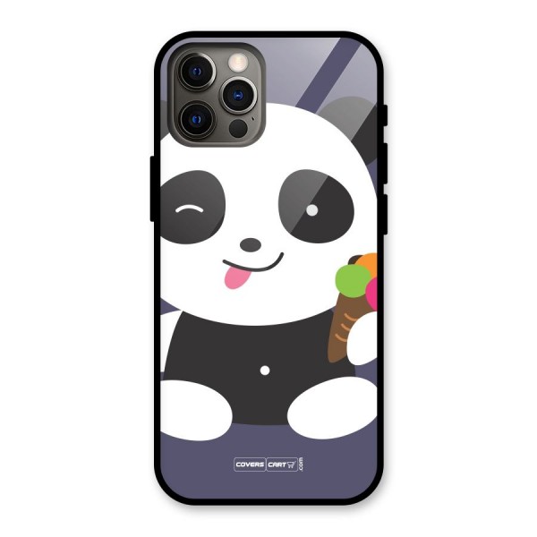 Cute Panda Blue Glass Back Case for iPhone 12 Pro