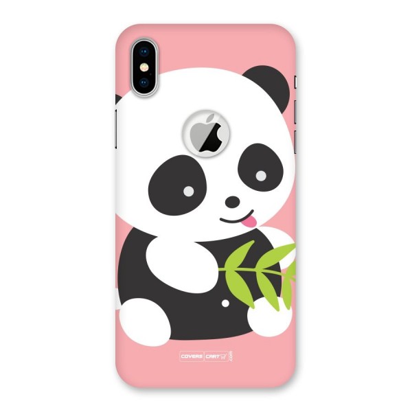Cute Panda Pink Back Case for iPhone X Logo Cut