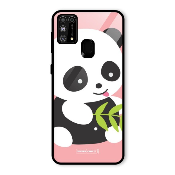 Cute Panda Pink Glass Back Case for Galaxy M31