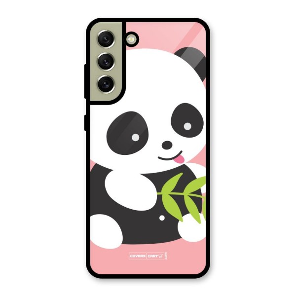 Cute Panda Pink Glass Back Case for Galaxy S21 FE 5G