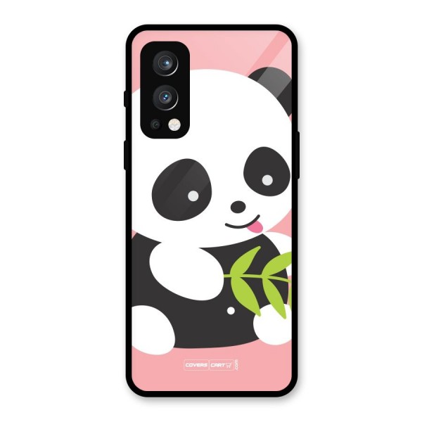 Cute Panda Pink Glass Back Case for OnePlus Nord 2 5G