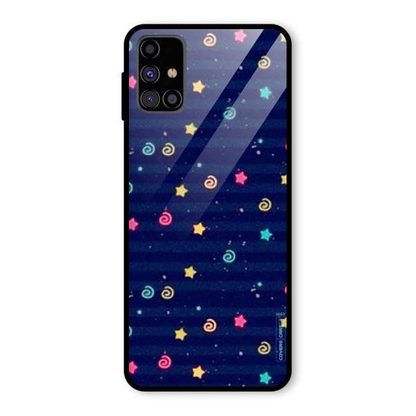 Cute Stars Design Glass Back Case for Galaxy M31s