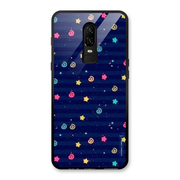 Cute Stars Design Glass Back Case for OnePlus 6