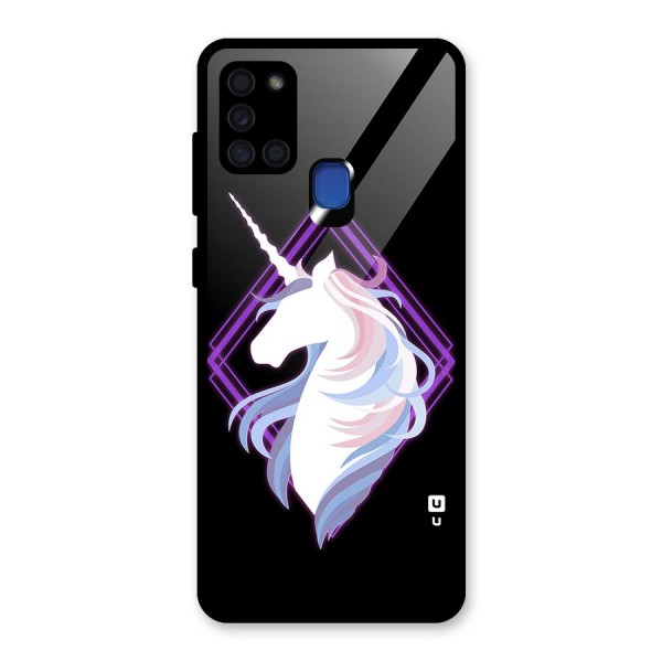 Cute Unicorn Illustration Glass Back Case for Galaxy A21s