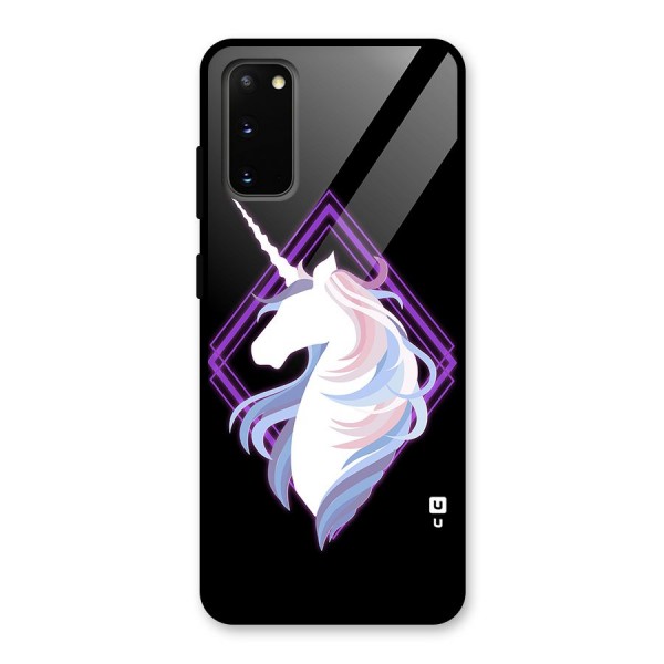Cute Unicorn Illustration Glass Back Case for Galaxy S20