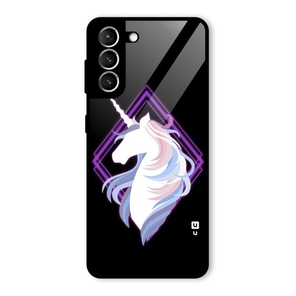 Cute Unicorn Illustration Glass Back Case for Galaxy S21 5G