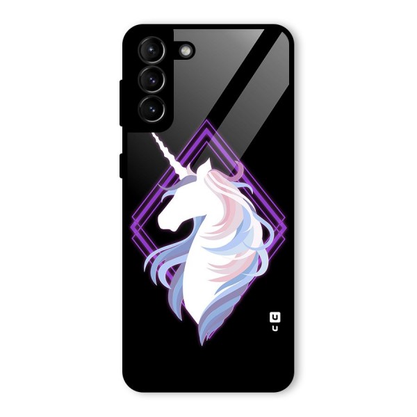 Cute Unicorn Illustration Glass Back Case for Galaxy S21 Plus