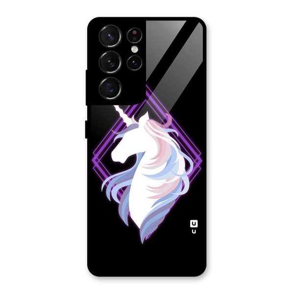 Cute Unicorn Illustration Glass Back Case for Galaxy S21 Ultra 5G