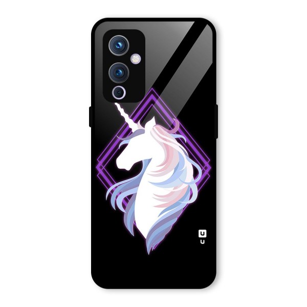 Cute Unicorn Illustration Glass Back Case for OnePlus 9