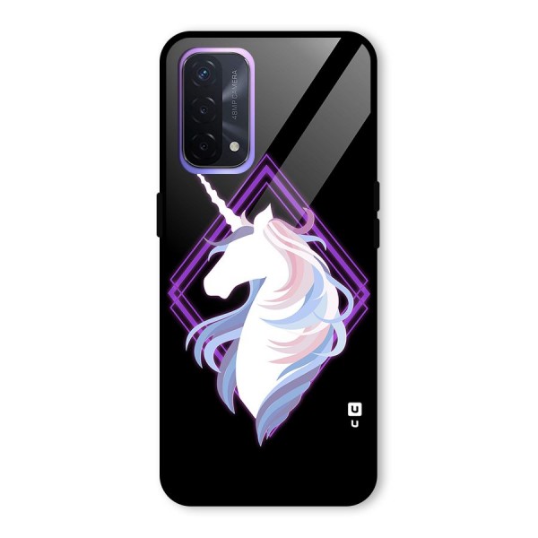 Cute Unicorn Illustration Glass Back Case for Oppo A74 5G