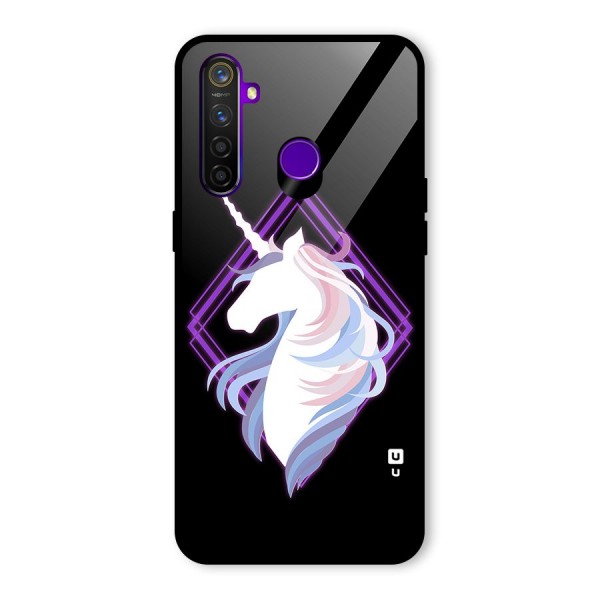 Cute Unicorn Illustration Glass Back Case for Realme 5 Pro