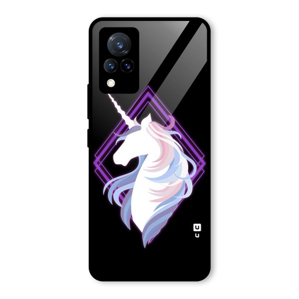 Cute Unicorn Illustration Glass Back Case for Vivo V21 5G