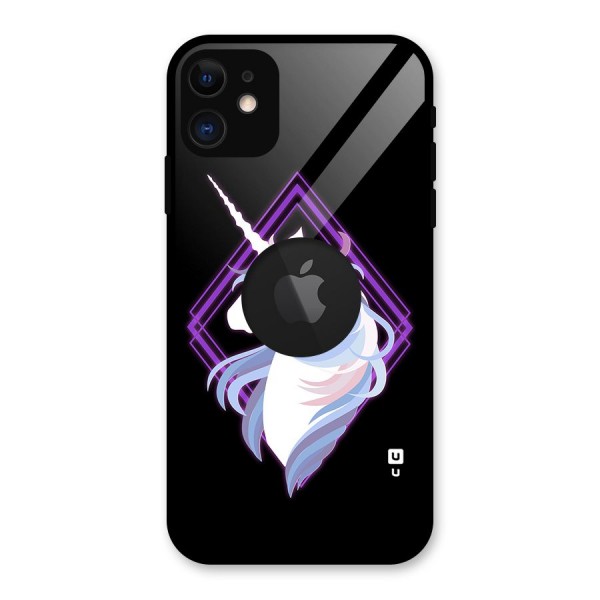 Cute Unicorn Illustration Glass Back Case for iPhone 11 Logo Cut