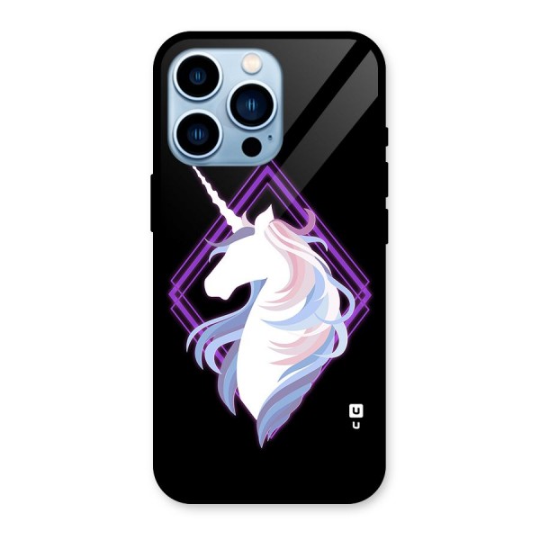 Cute Unicorn Illustration Glass Back Case for iPhone 13 Pro