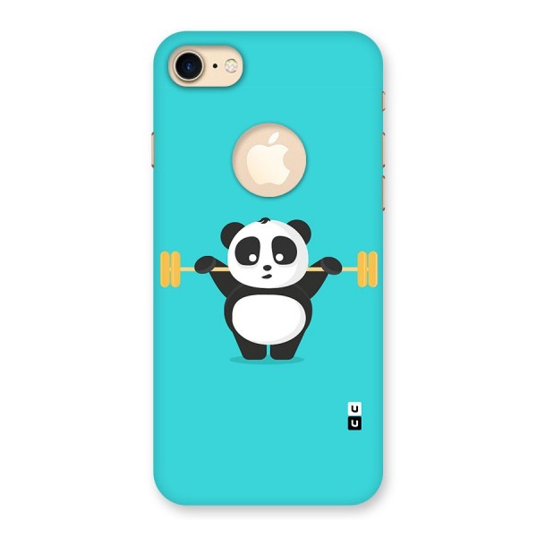 Cute Weightlifting Panda Back Case for iPhone 7 Logo Cut