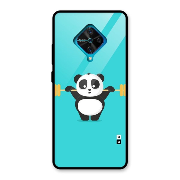 Cute Weightlifting Panda Glass Back Case for Vivo S1 Pro