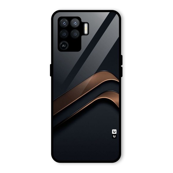 Dark Gold Stripes Glass Back Case for Oppo F19 Pro