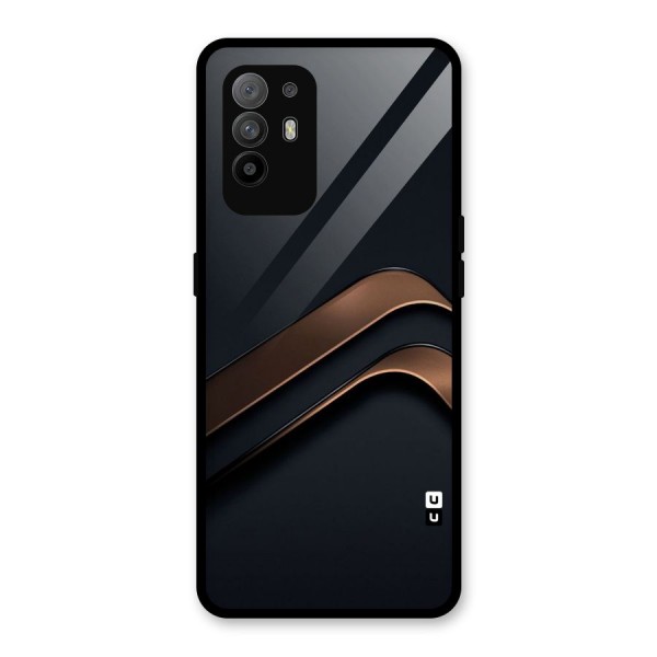 Dark Gold Stripes Glass Back Case for Oppo F19 Pro Plus 5G