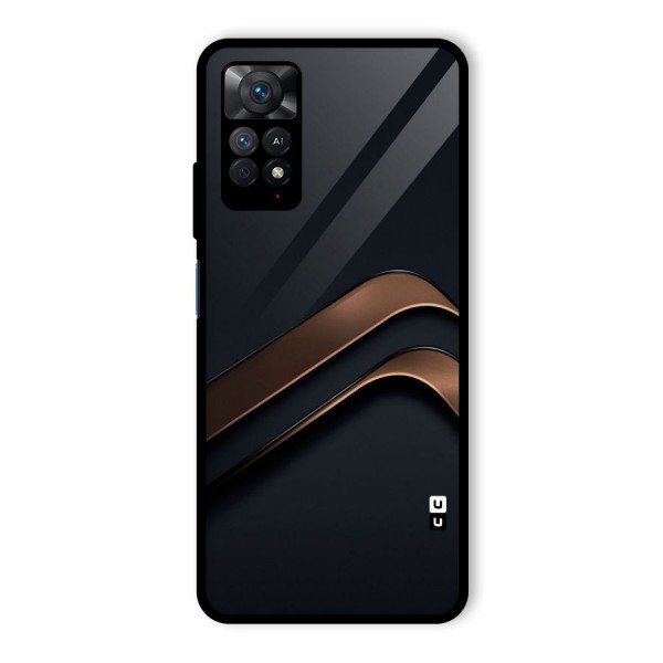 Dark Gold Stripes Glass Back Case for Redmi Note 11 Pro Plus 5G