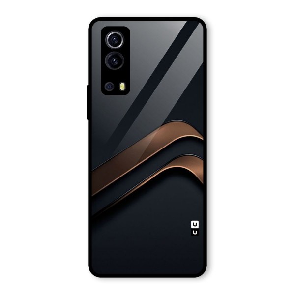 Dark Gold Stripes Glass Back Case for Vivo iQOO Z3
