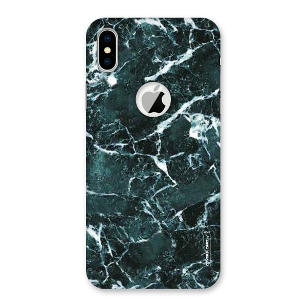 Dark Green Marble Back Case for iPhone X Logo Cut