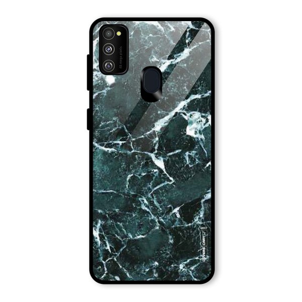 Dark Green Marble Glass Back Case for Galaxy M21