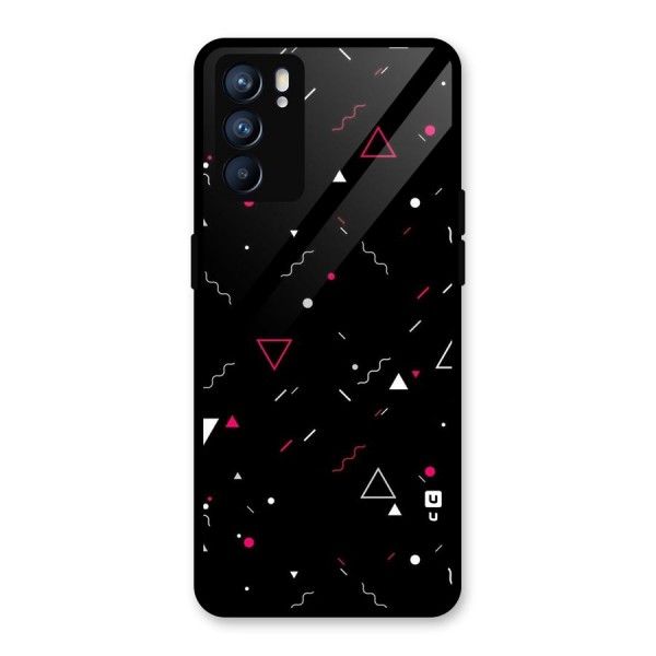 Dark Shapes Design Glass Back Case for Oppo Reno6 5G